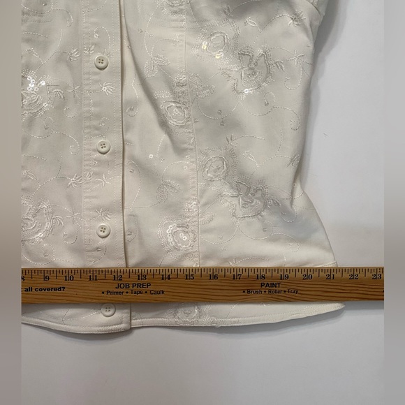 Julie Mitchell Urban Collection embrodery sequin denim jacket ivory 14 - Picture 10 of 16